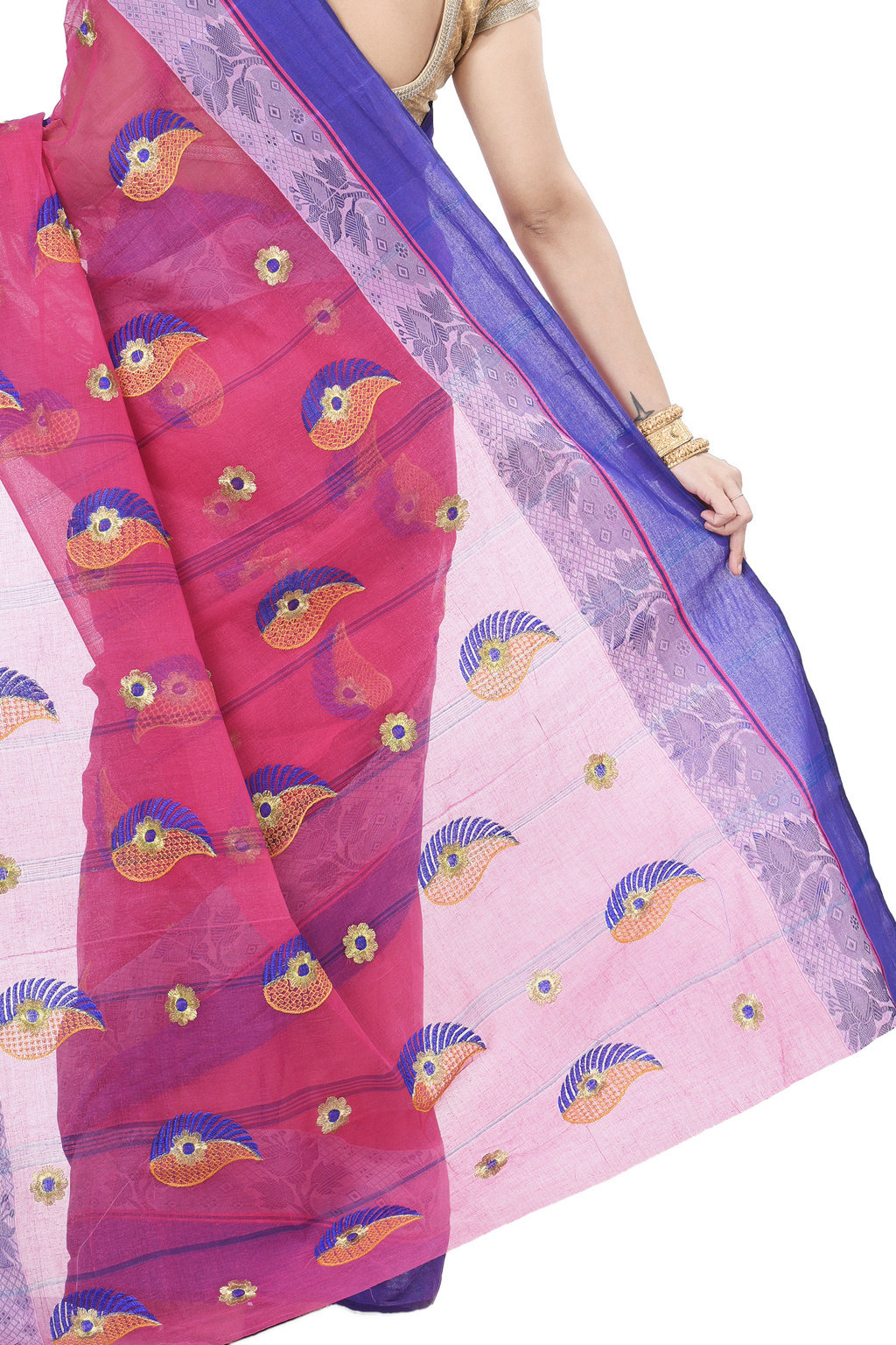 Pink Pure Cotton Shanko_Embro Tant Embroidery (507)